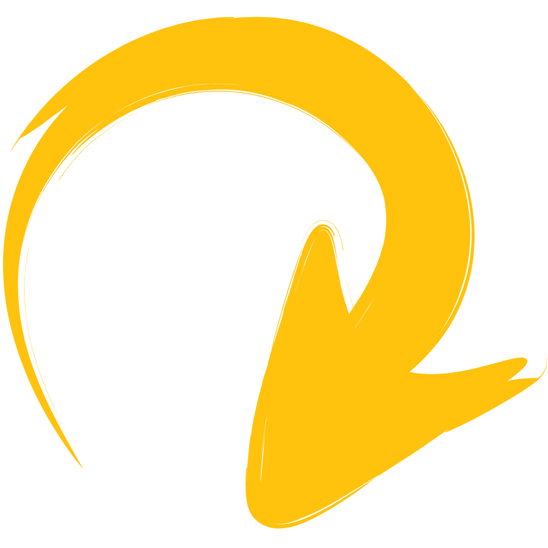 Yellow Twisted Arrow Graphic on Transparent Background for Directions