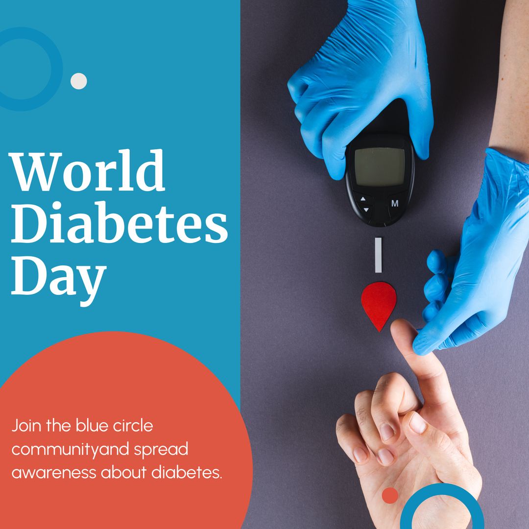 World Diabetes Day Message with Glucose Test Illustration