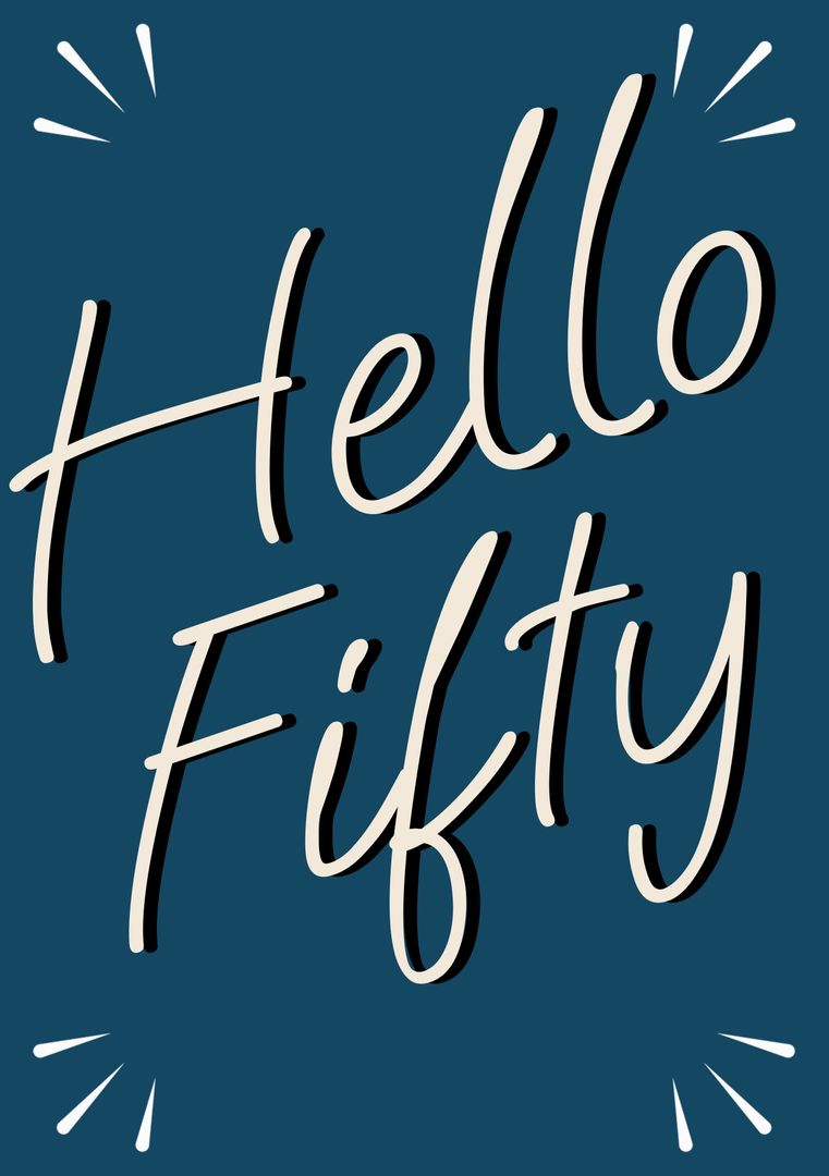 elegant hello fifty script on navy background - Download Free Stock Images Pikwizard.com