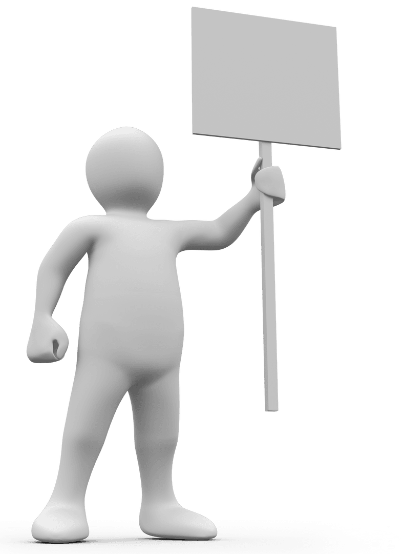 Person Silhouette with Blank Banner on Transparent Background