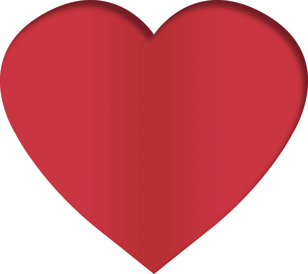 Red Heart Illustration on Transparent Background with Copy Space