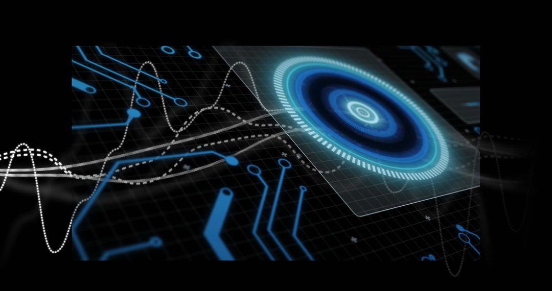 Futuristic Holographic Interface with Digital Grid