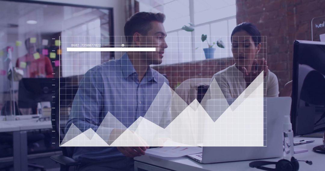 Colleagues Analyzing Financial Growth Reports in Modern Office