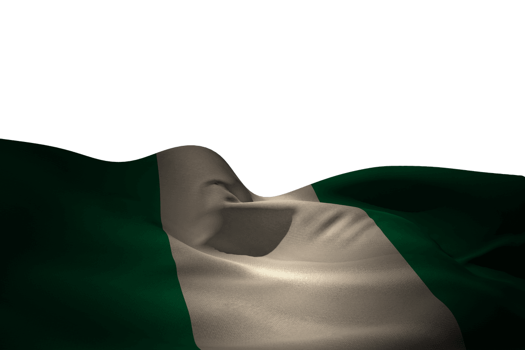 Shadowed Nigerian Flag on Transparent Background