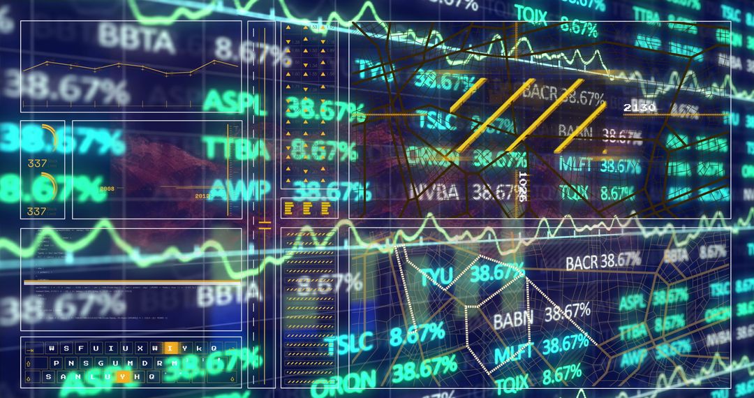 Digital Interface Displaying Global Stock Market Data