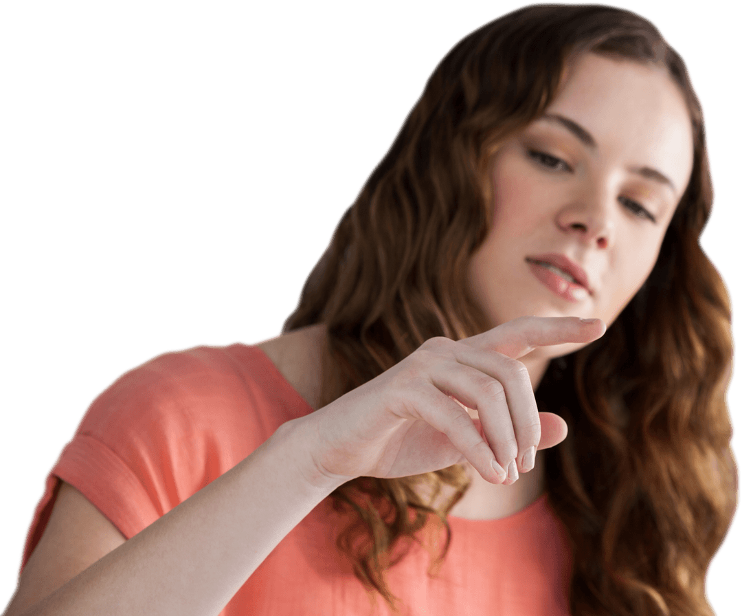 Transparent Female with Brown Hair Gesture Mockup