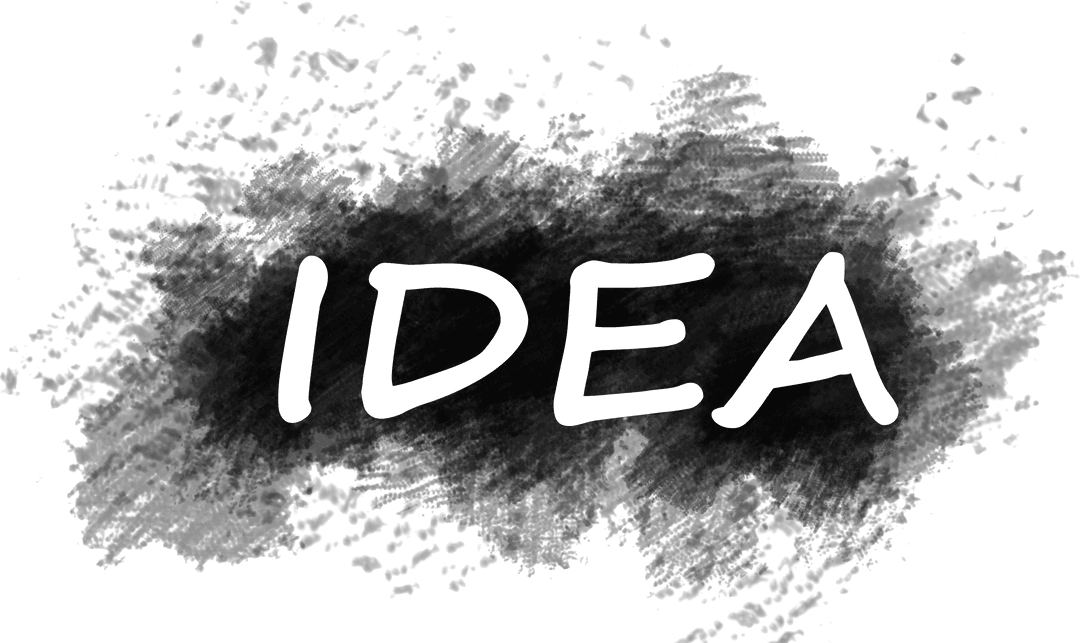 Abstract Black Stain with Idea Text on Transparent Background