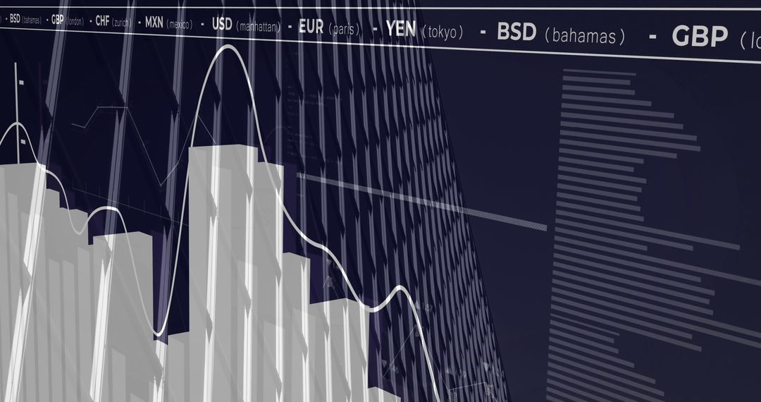 Abstract Financial Graph Analysis Global Currencies Overlay