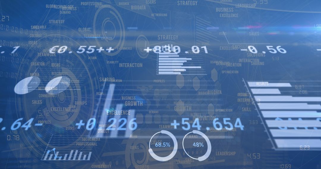 Dynamic Financial Dashboard Overlay Illustrating Growth Trends