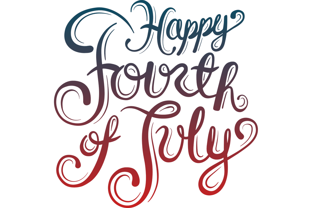 Festive Happy Fourth of July Typography Transparent Design Celebrates Independence