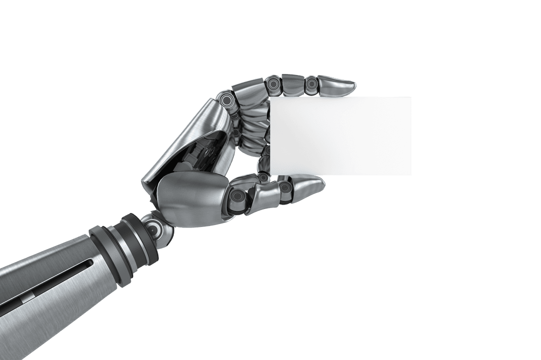 Robotic Hand Holding Blank Card Transparent Background