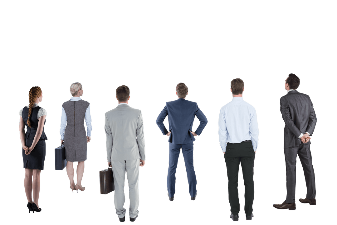 Transparent Cutout of Rear View Business Professionals Observing