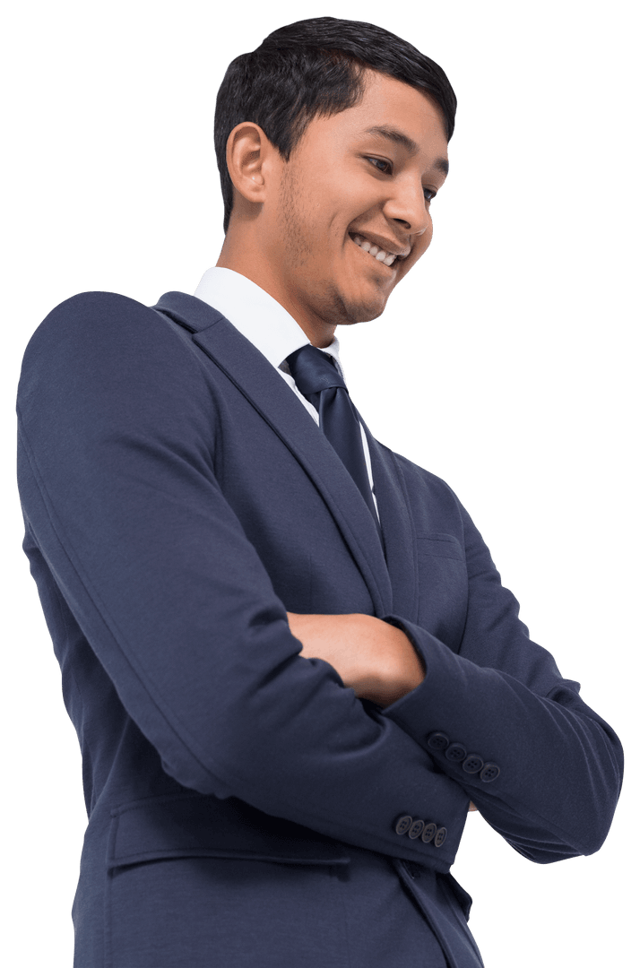 Smiling Asian Businessman With Arms Crossed Transparent Background