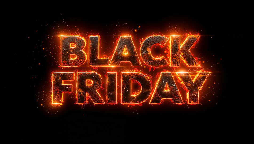 Fiery 3D Black Friday Text Emitting Sparks and Embers for Bold Sale Banners and Ads