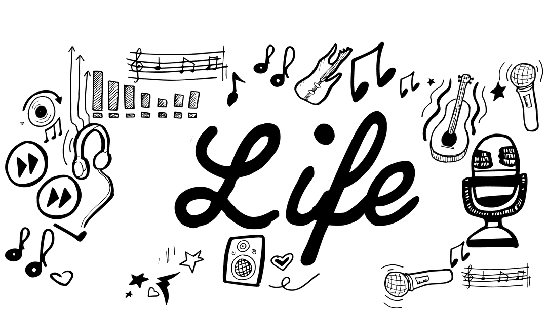 Handwritten Style Life Text on Transparent Background