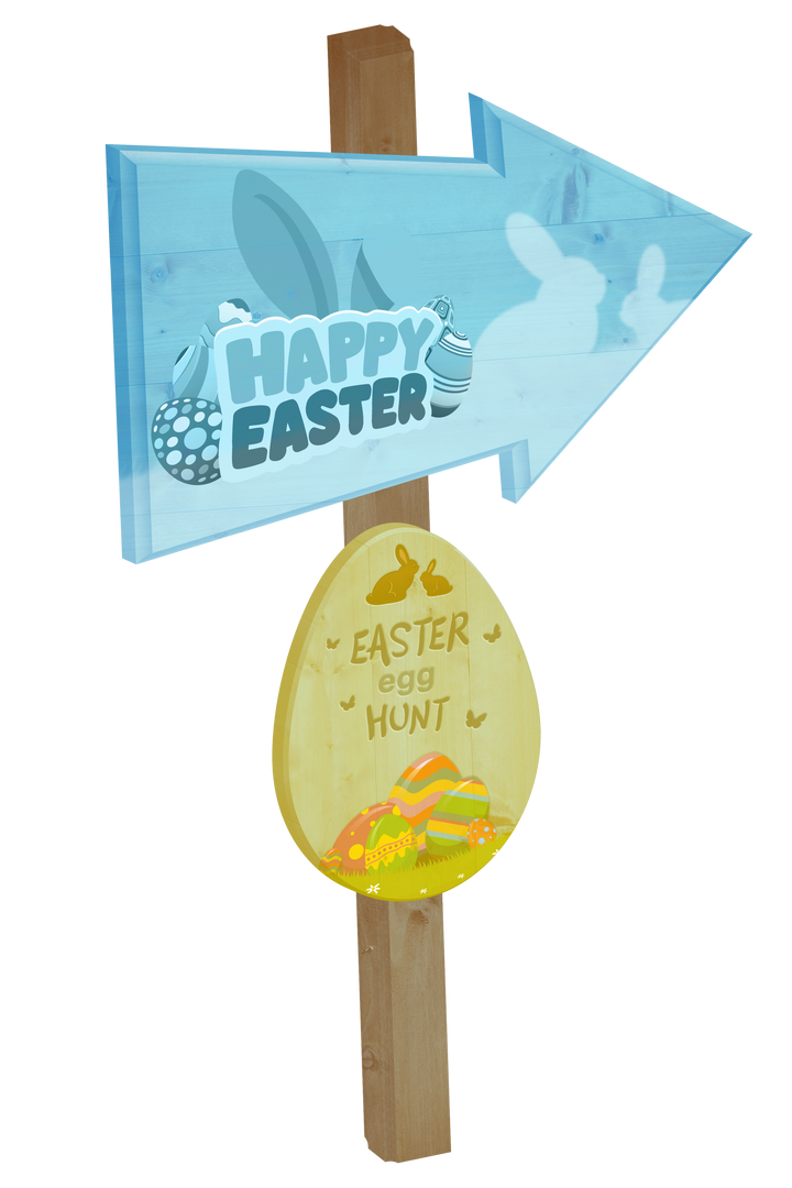 Transparent Easter Egg Hunt Wooden Sign with Arrows Pointing Direction - Download Free Stock Images Pikwizard.com