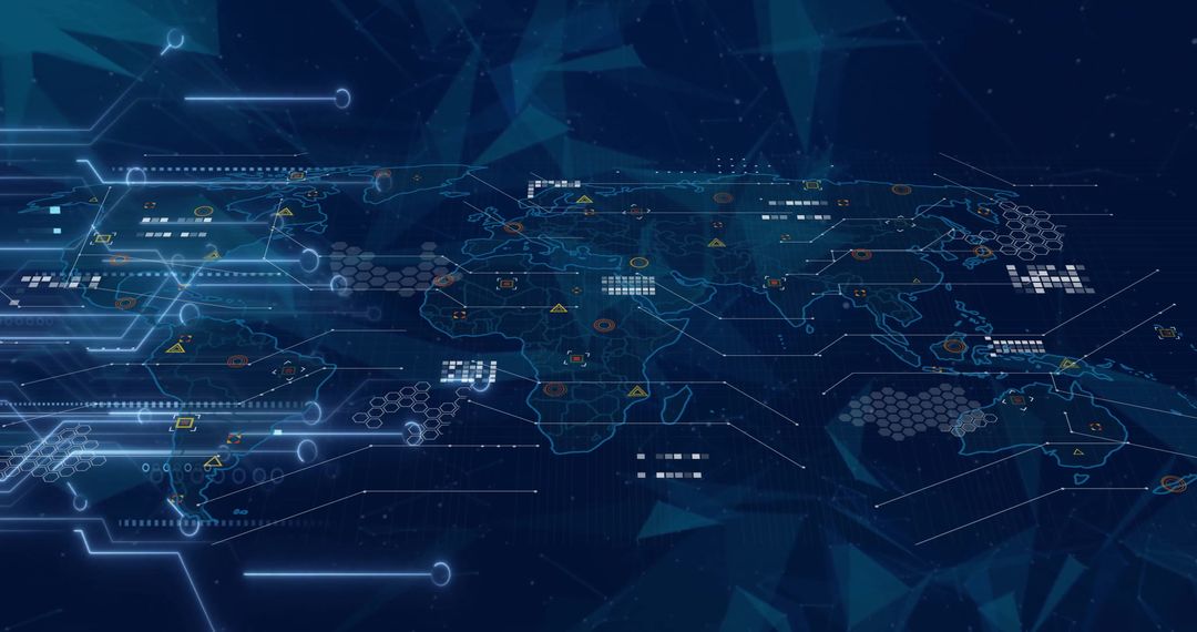 Futuristic Digital Interface with Global Network Map Design