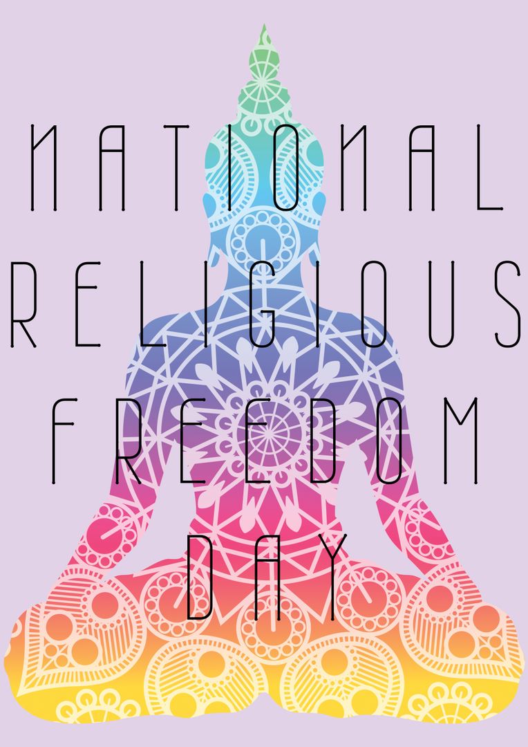 Colorful Buddha Silhouette with National Religious Freedom Day Text - Free Images, Stock Photos and Pictures on Pikwizard.com