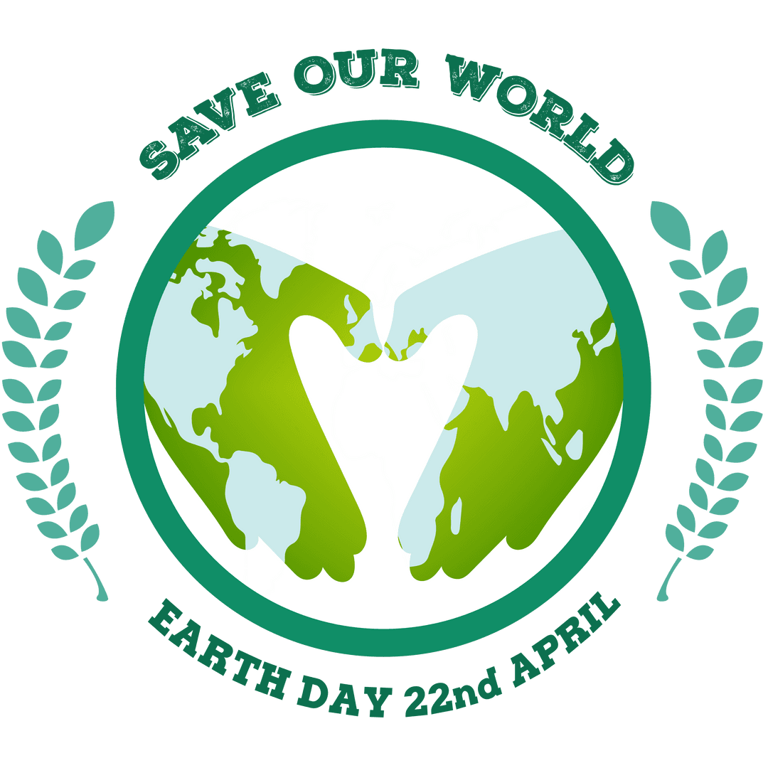 Transparent Earth Day Emblem with Save Our World Message