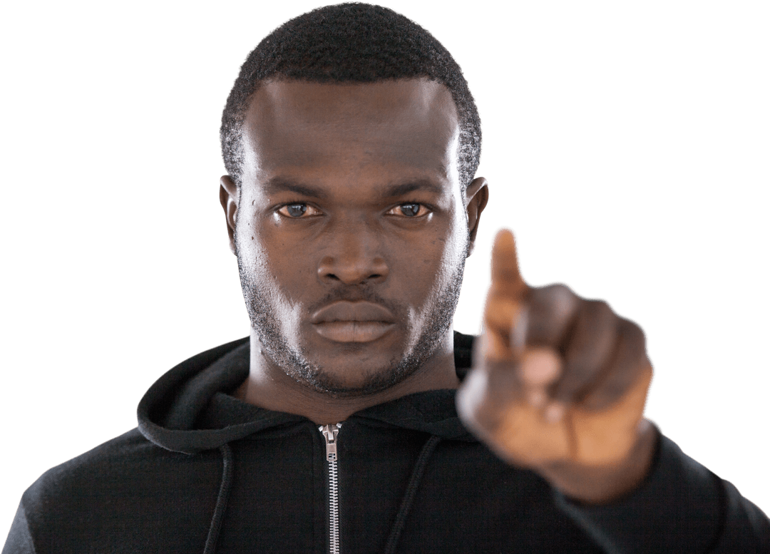 Transparent Portrait of Person Using Screen in Focused Gesture