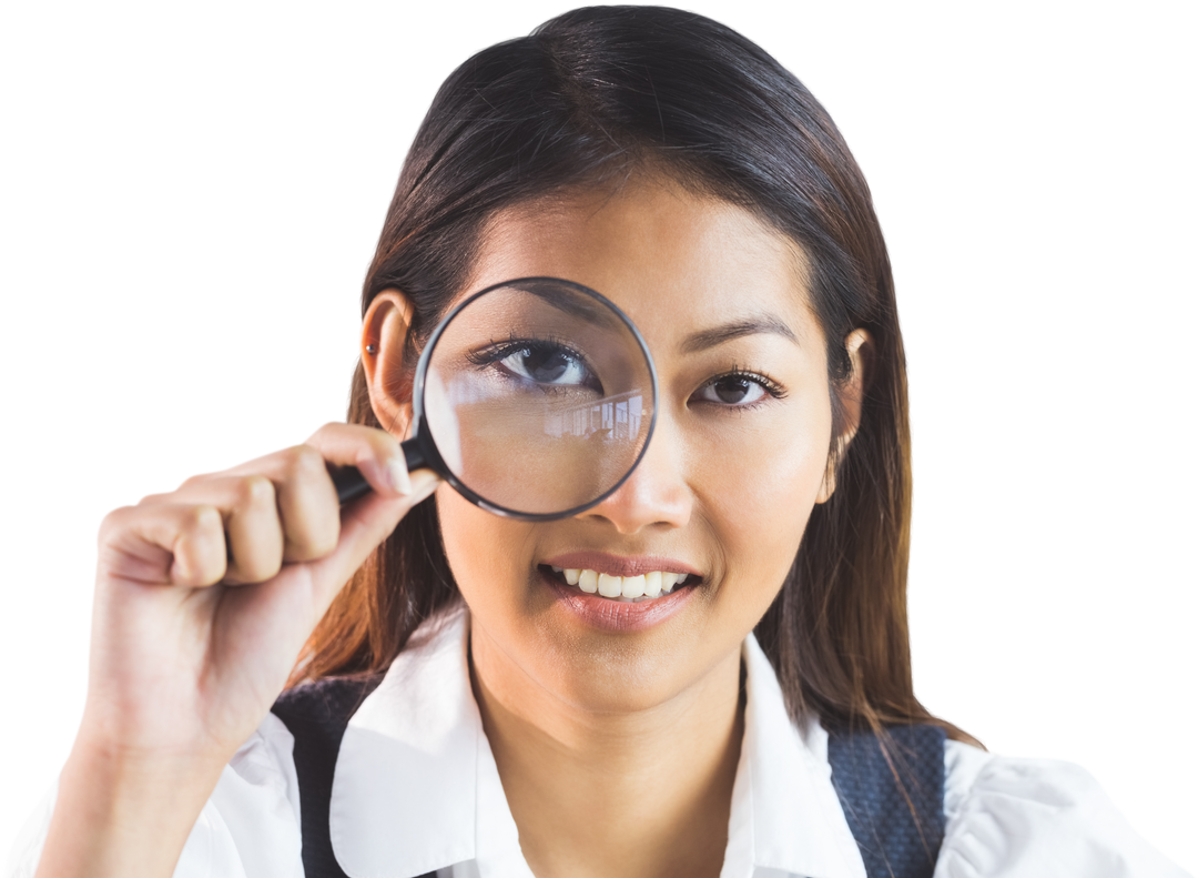 Transparent Businesswoman Looking Through Magnifying Glass - Download Free Stock Images Pikwizard.com