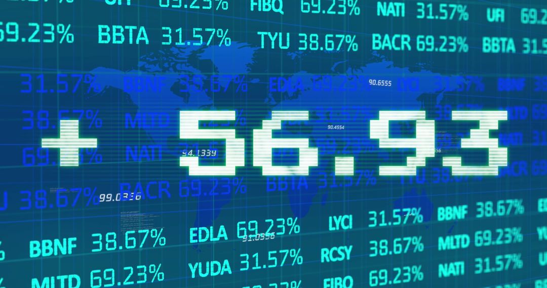 Digital Stock Market Trading Overlay World Map