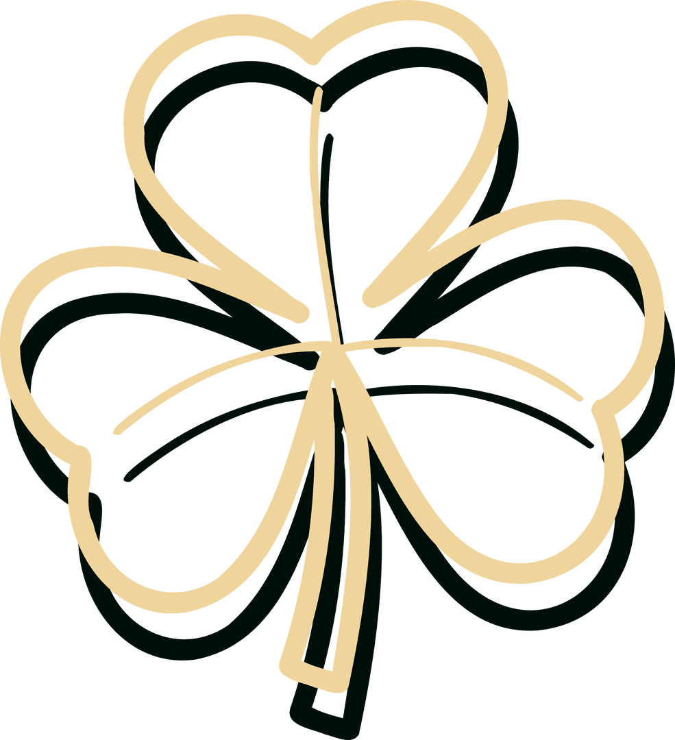 Transparent Minimalist Four-Leaf Clover with Shadow