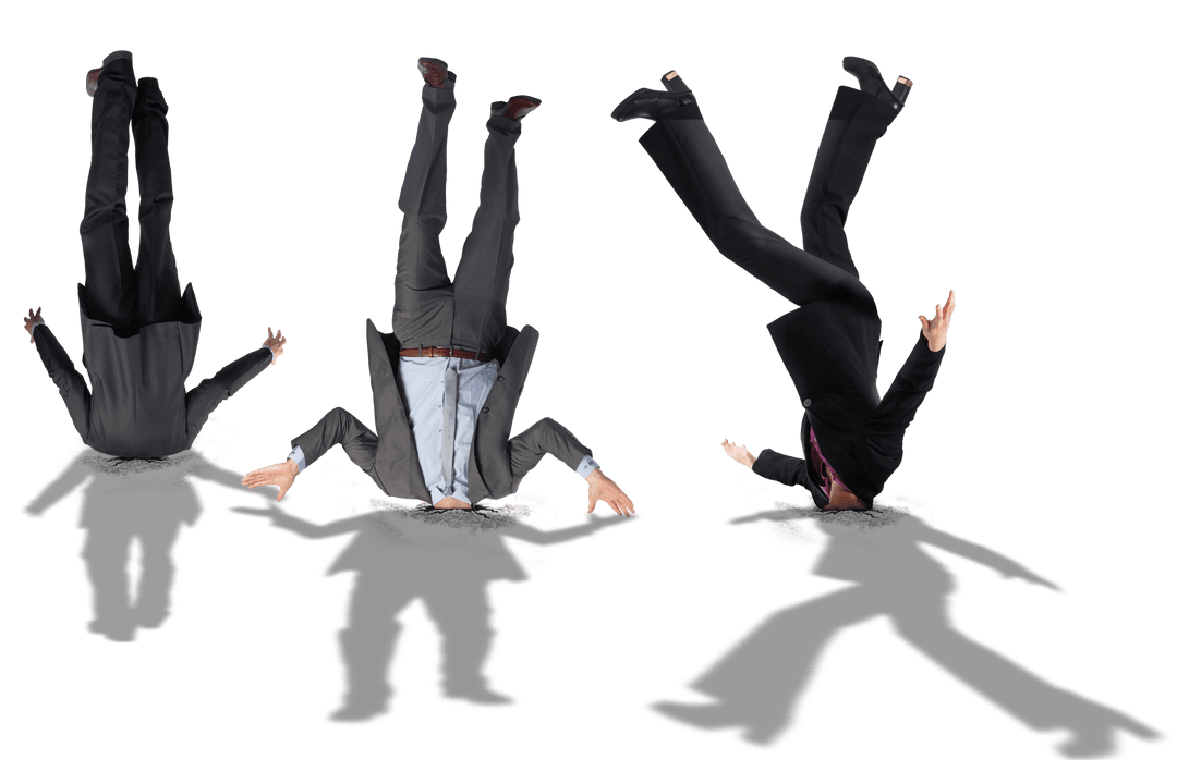 Caucasian Business People Upside Down Transparent Background