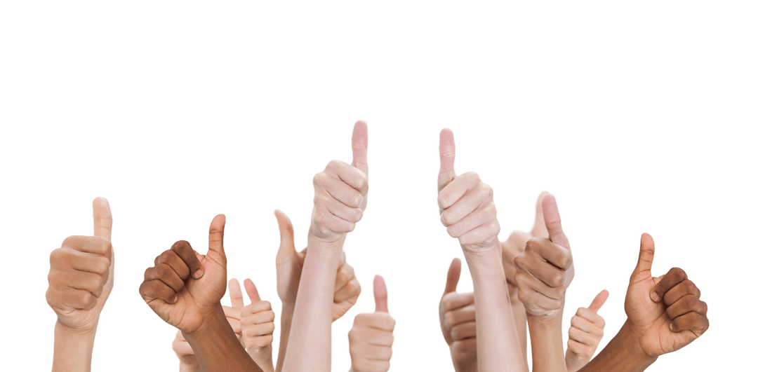 Diverse Thumbs Up on Transparent Background Isolated