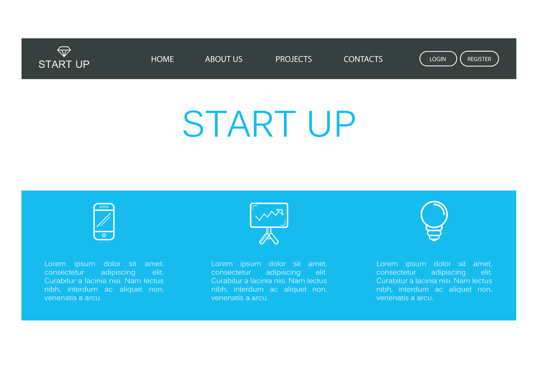 Startup Concept Text on Transparent Background for Businesses