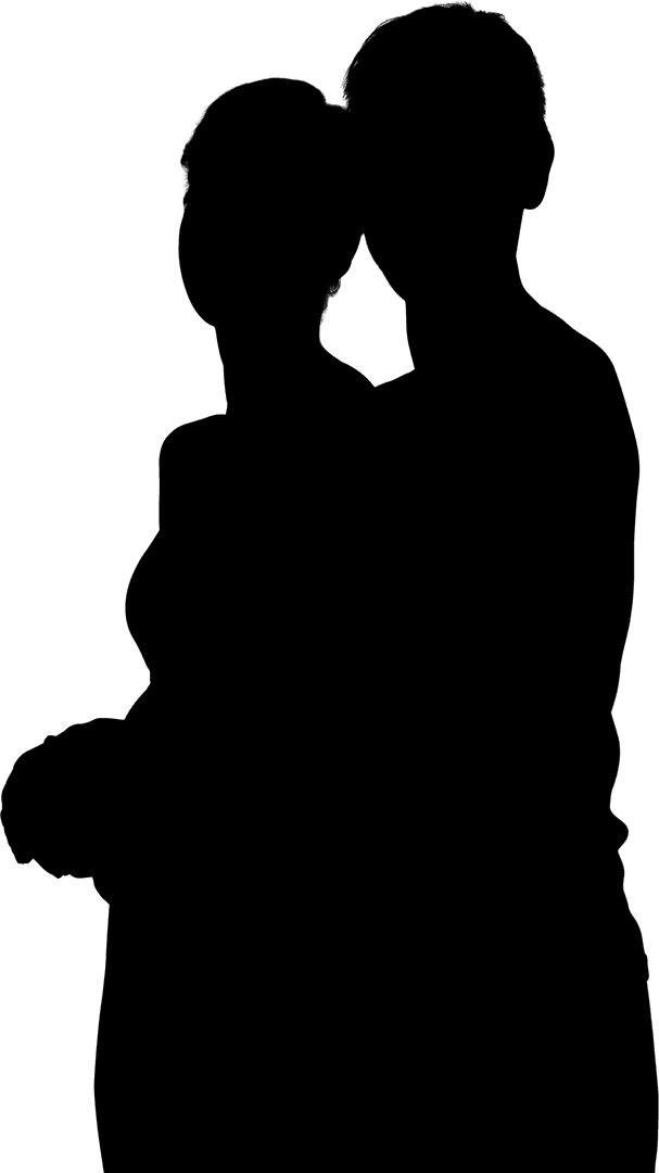 Transparent Silhouette Embracing Couple Illustration