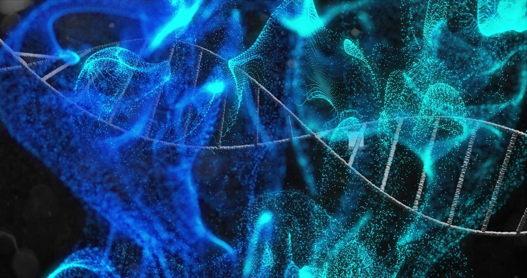 Abstract DNA Strand with Glowing Energetic Waves