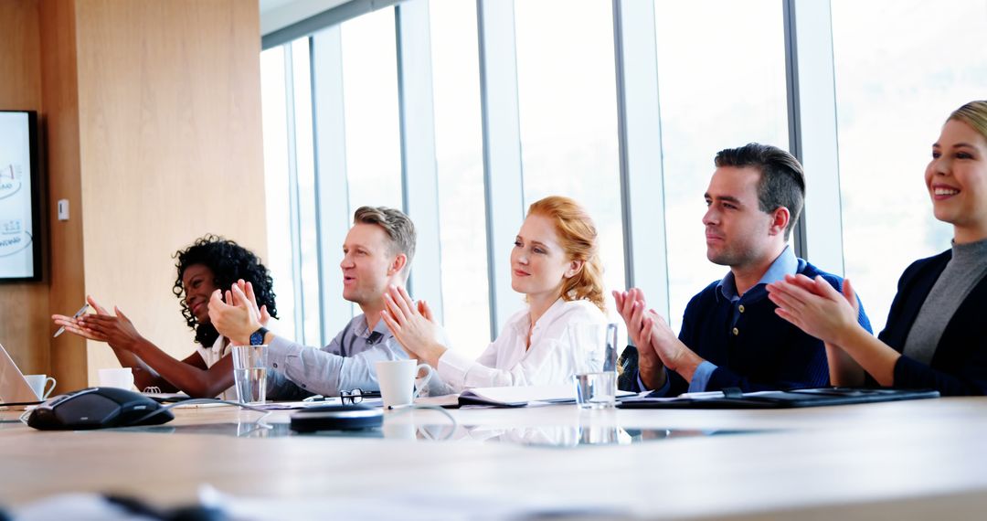 Diverse Business Team Applauding During Conference Meeting - Free Images, Stock Photos and Pictures on Pikwizard.com