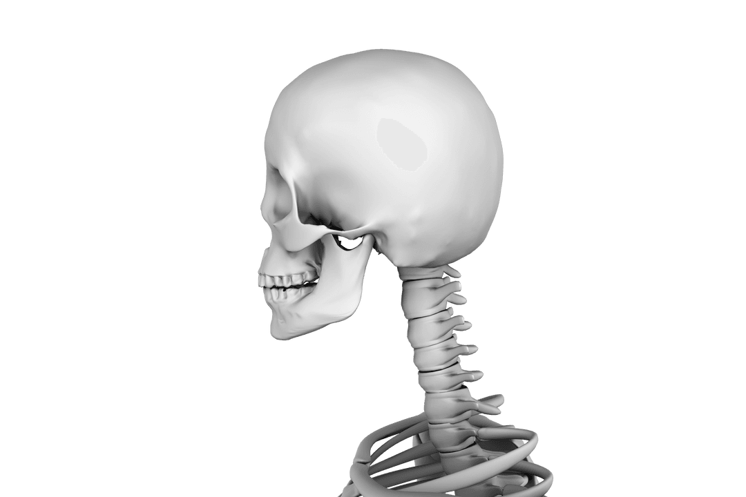 Human Skeleton Skull Anatomy on Transparent Background