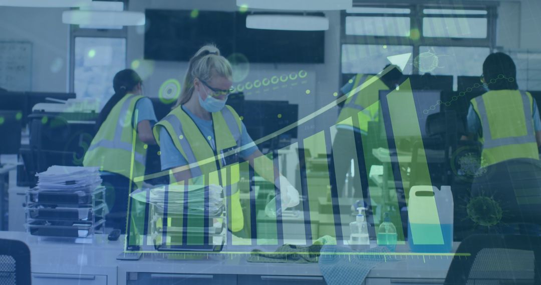 Office Sanitization During COVID-19 with Growing Statistics Overlay