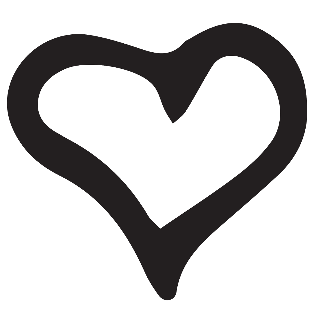 Simple Black Heart Shape on Transparent Background