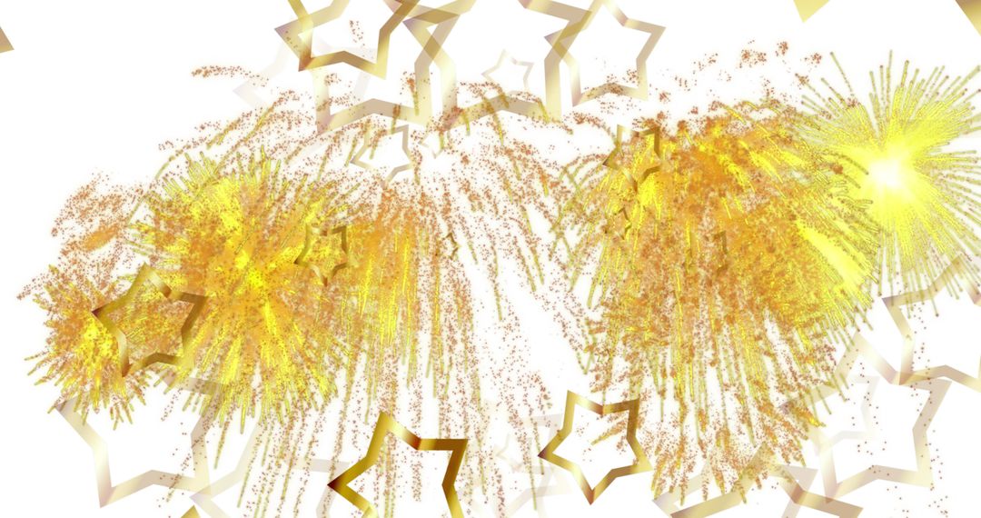 Dazzling Golden Fireworks Exploding with Star Elements