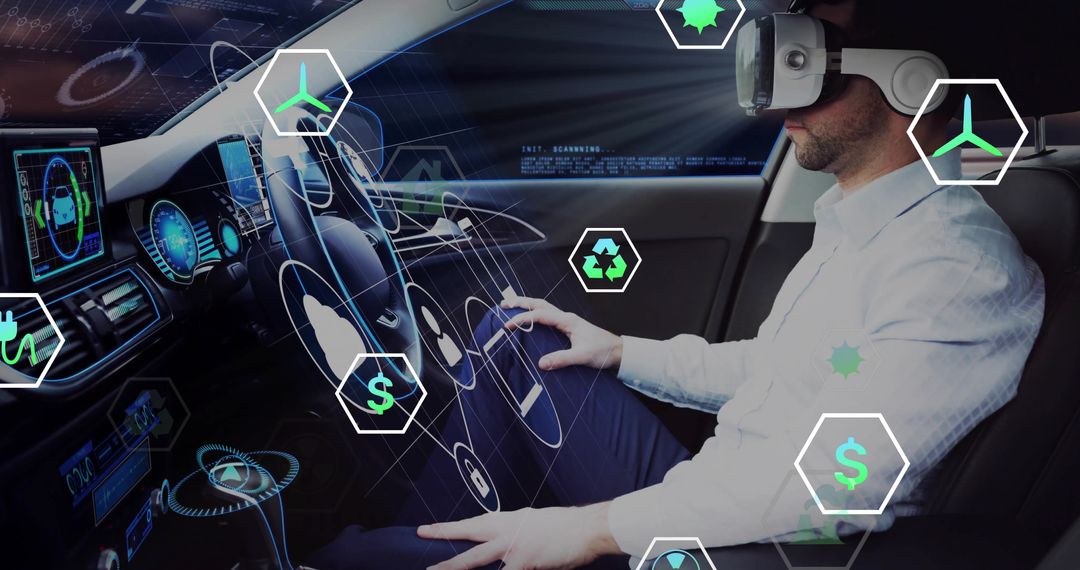 Futuristic Virtual Reality and Digital Interface in Car Cabin