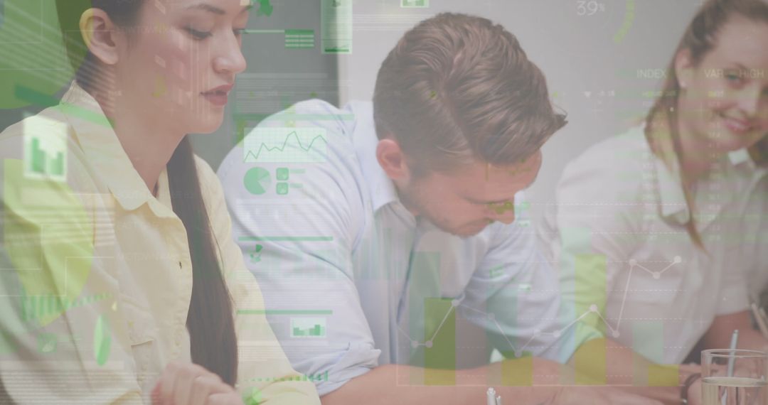 Business Professionals Analyzing Digital Financial Data in Meeting