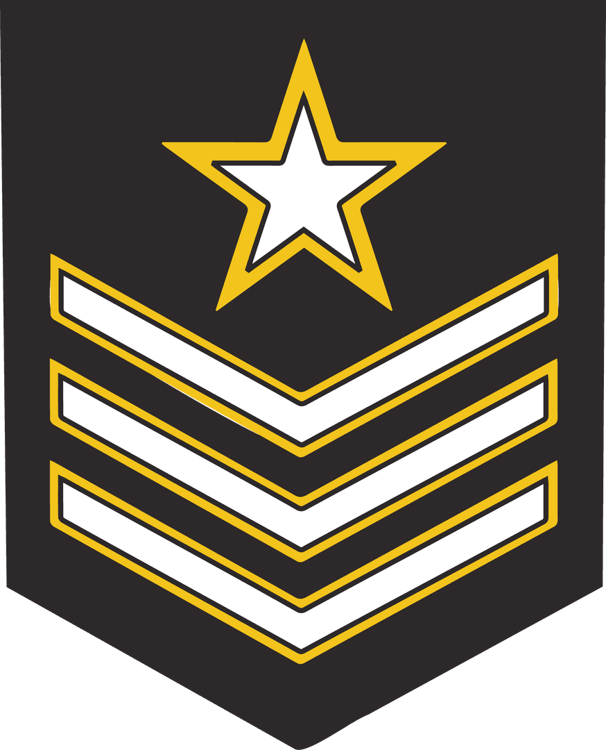 Flat Design Insignia with Star and Chevrons on Transparent Background