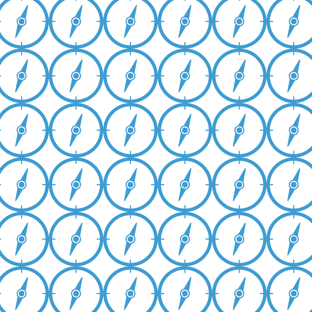 Seamless Blue Compasses Pattern on Transparent Background