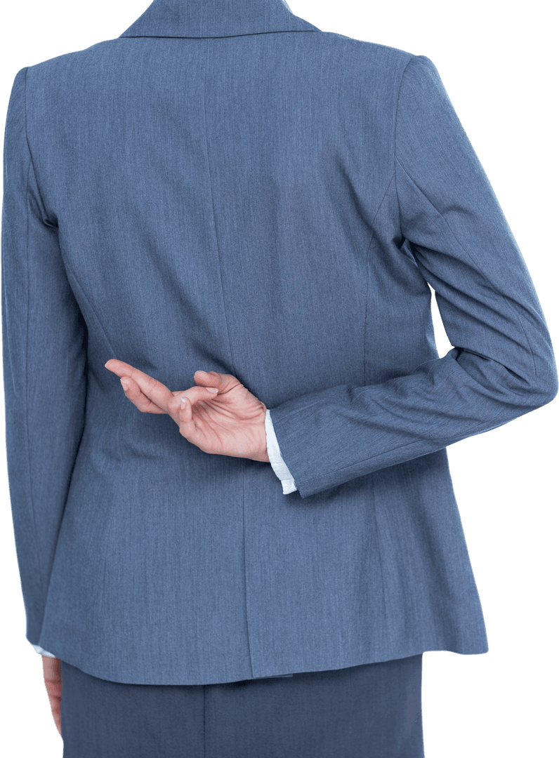 Transparent Businesswoman Crossing Fingers Behind Back Gesture