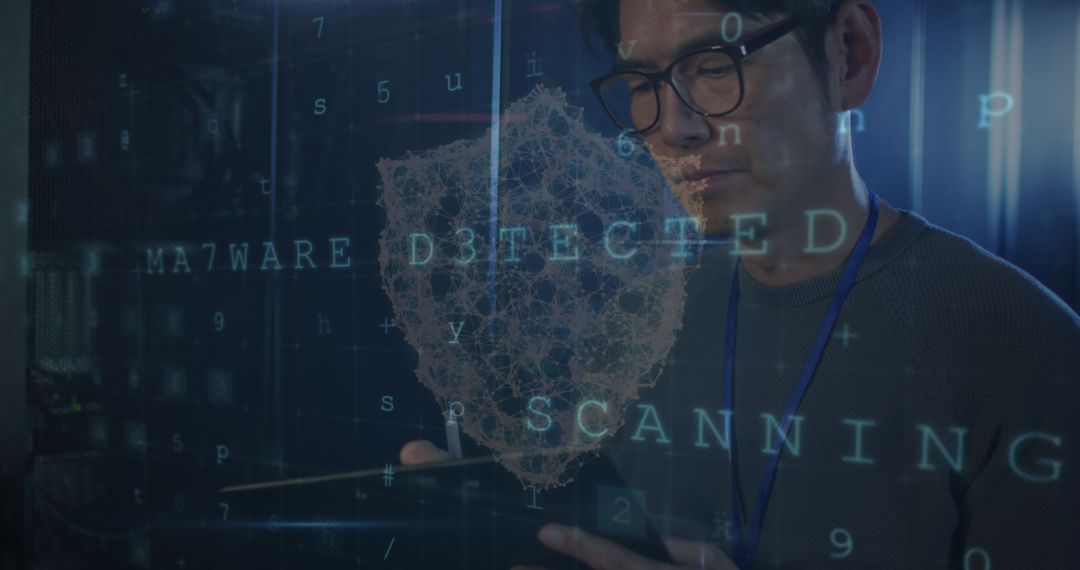 Cybersecurity Analyst Monitoring Threats in Data Center