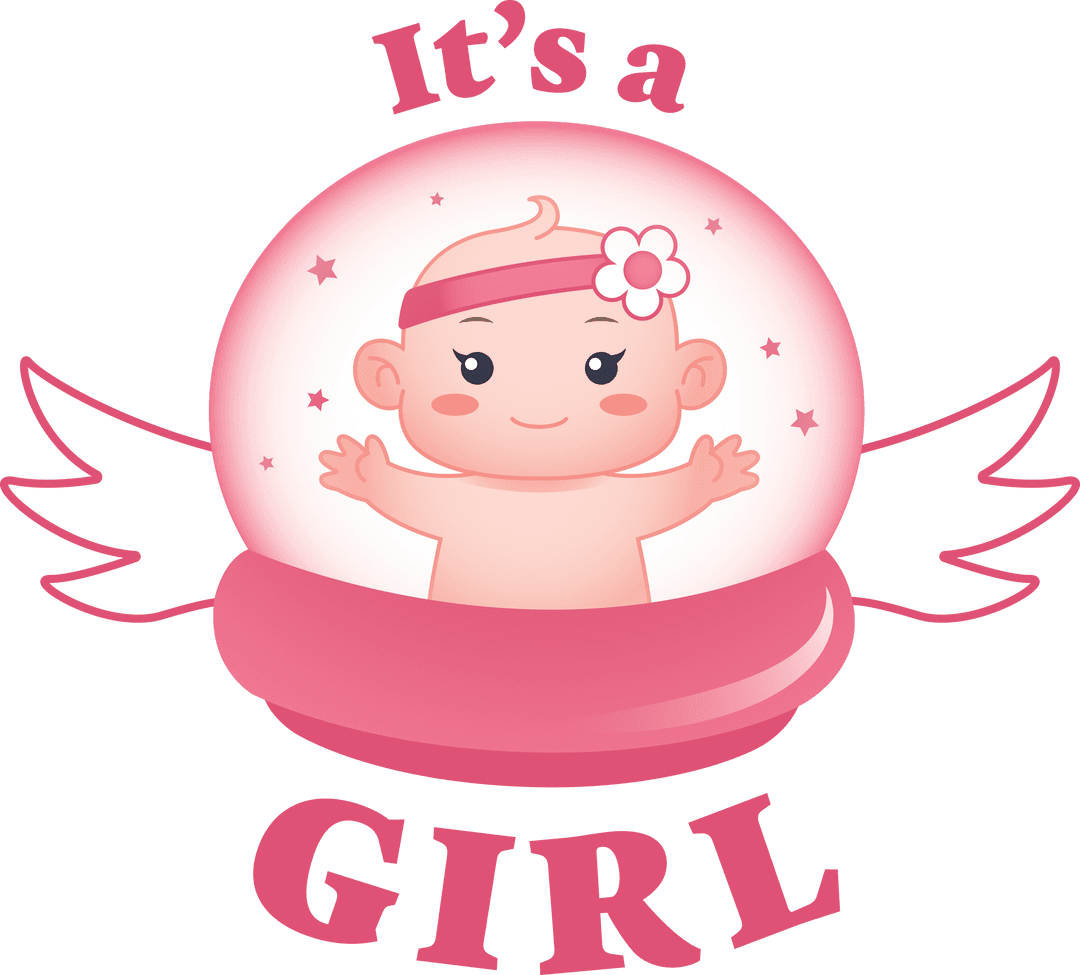Transparent 'It's a Girl' Newborn Announcement Design