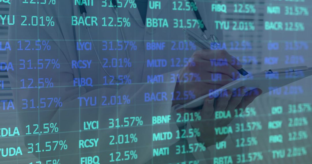 Financial Analyst Reviewing Digital Data Visualization at Office