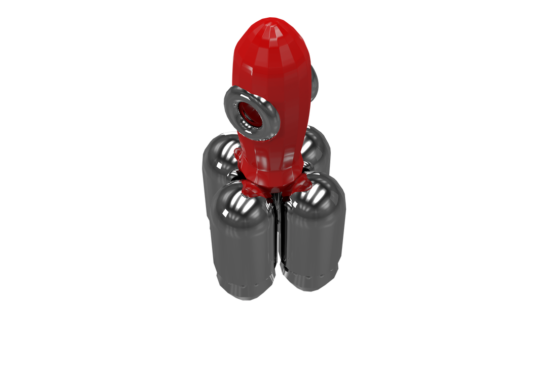 High angle view of transparent red toy rocket with spaceship design - Download Free Stock Images Pikwizard.com