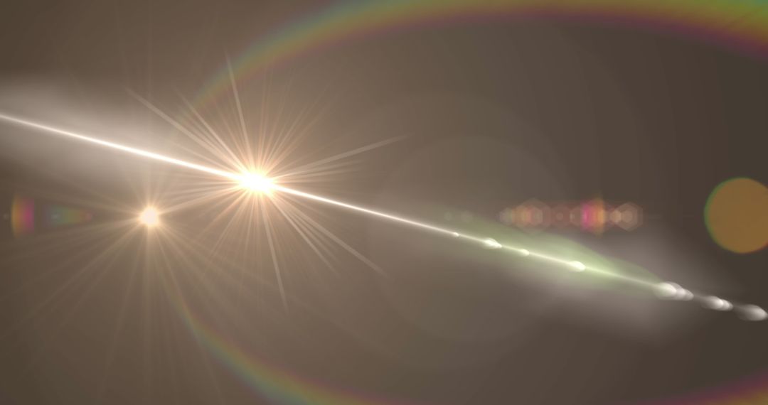 Dynamic Light Beam with Rainbow Effect on Brown Background