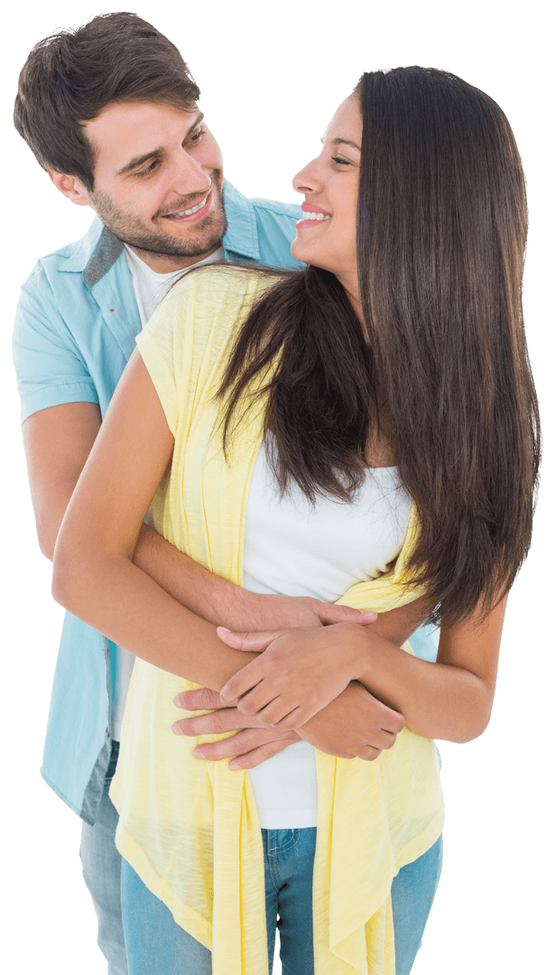 Happy Couple Embracing Transparent Background