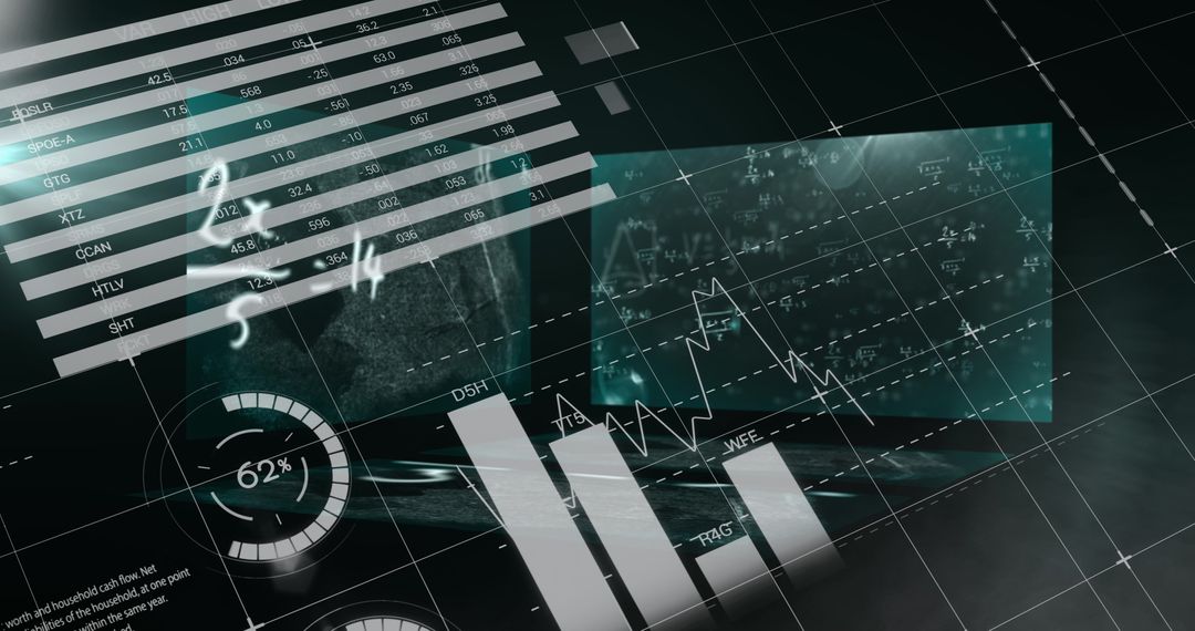 Digital Data Analytics Graphic with Mathematical Models