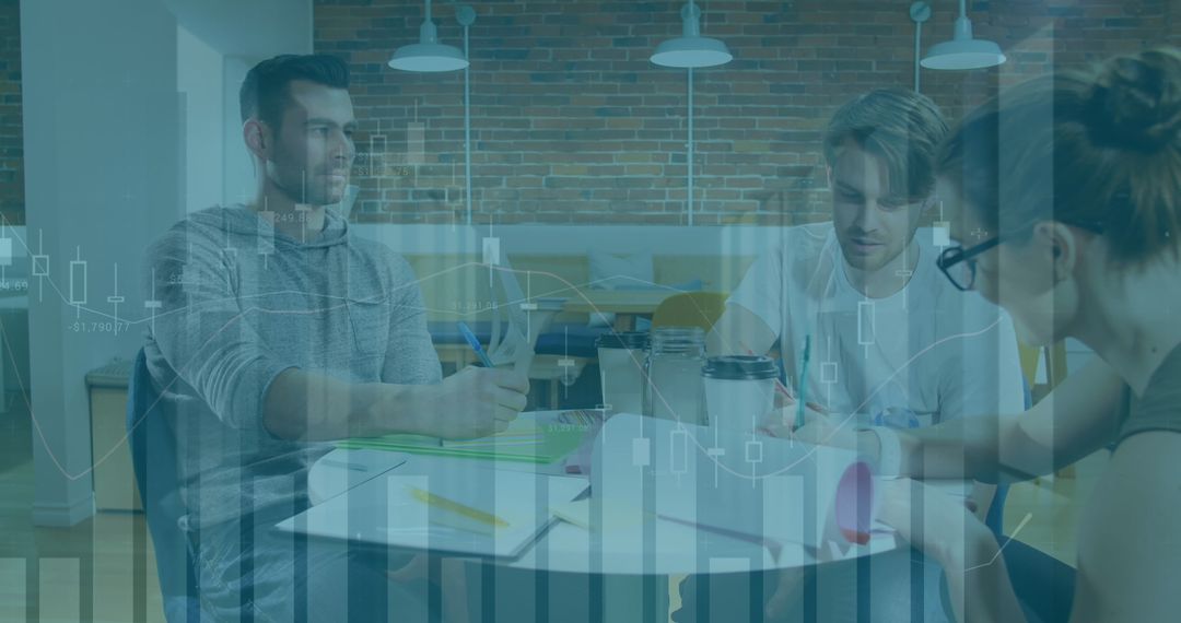 Diverse Team Working on Statistical Data in Modern Office